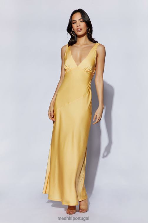 Meshki vestido maxi de cetim nadia com capuz nas costas BLLT11 roupas limão
