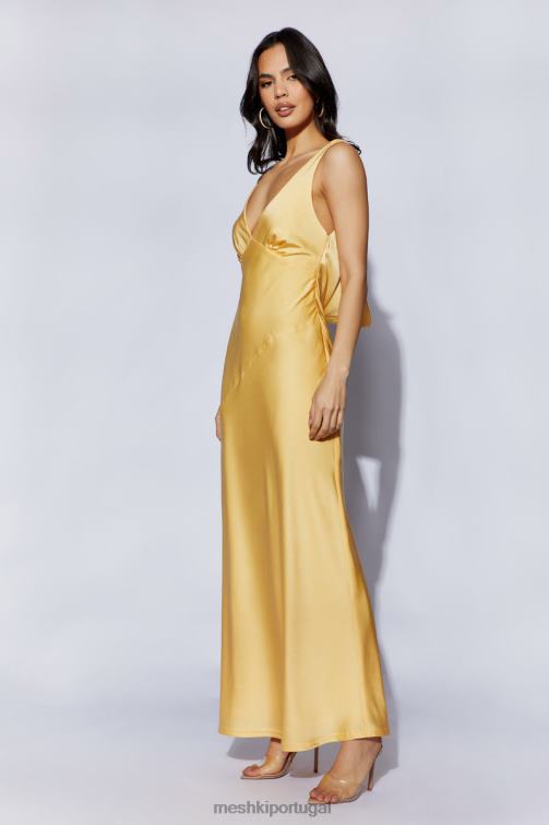 Meshki vestido maxi de cetim nadia com capuz nas costas BLLT11 roupas limão