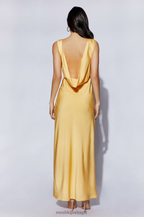 Meshki vestido maxi de cetim nadia com capuz nas costas BLLT11 roupas limão