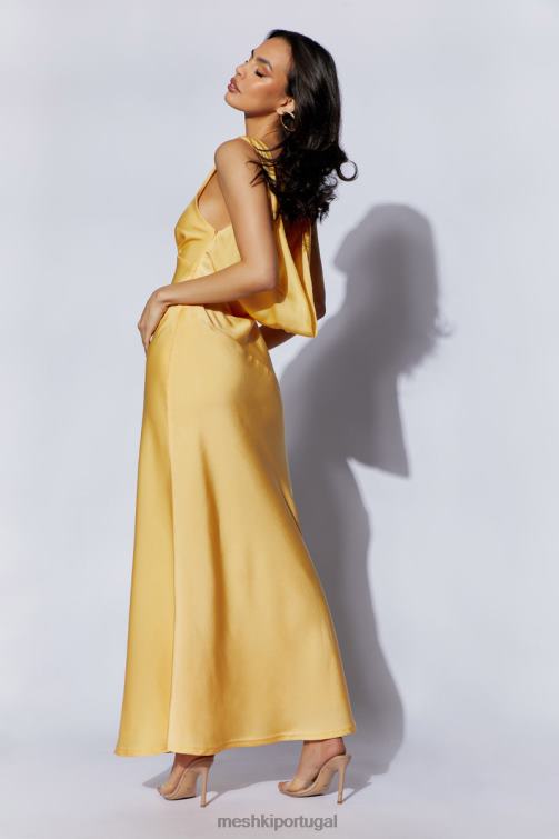Meshki vestido maxi de cetim nadia com capuz nas costas BLLT11 roupas limão