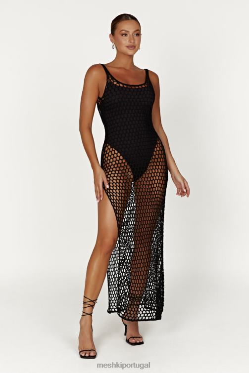 Meshki vestido maxi de crochê bodhi BLLT541 roupas preto