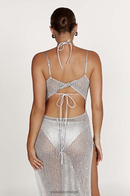 Meshki vestido maxi de crochê com lantejoulas zelda BLLT502 roupas prata