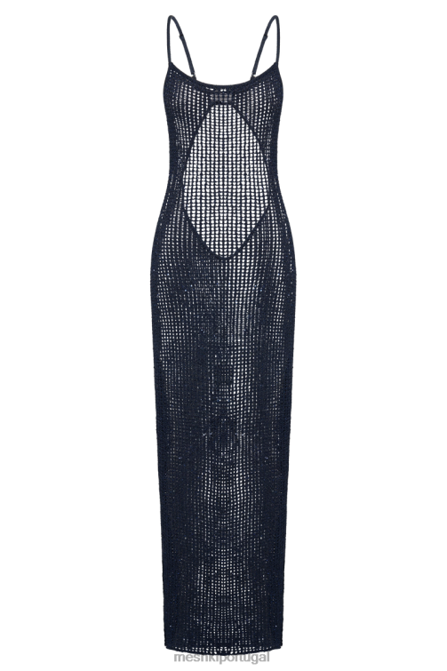Meshki vestido maxi de crochê com lantejoulas zelda BLLT504 roupas marinha da meia-noite