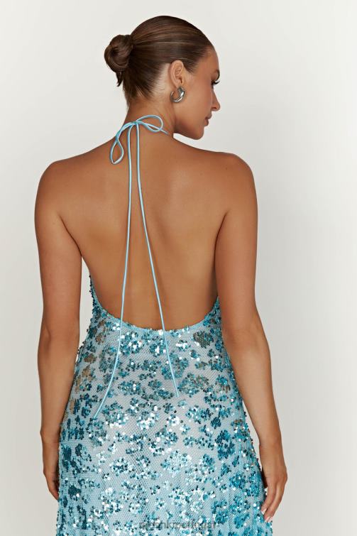 Meshki vestido maxi de lantejoulas com decote profundo Nicola BLLT583 roupas Pó azul