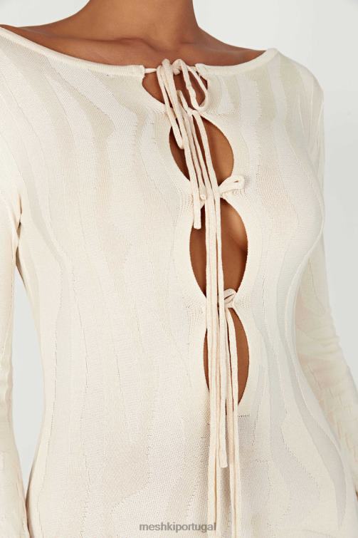 Meshki vestido maxi de malha manga longa brinley BLLT261 roupas marfim