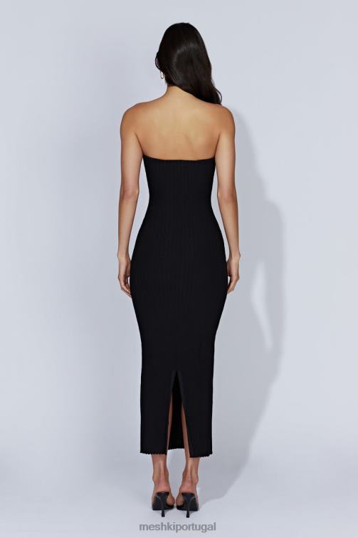 Meshki vestido maxi de malha sem alças imani BLLT645 roupas preto
