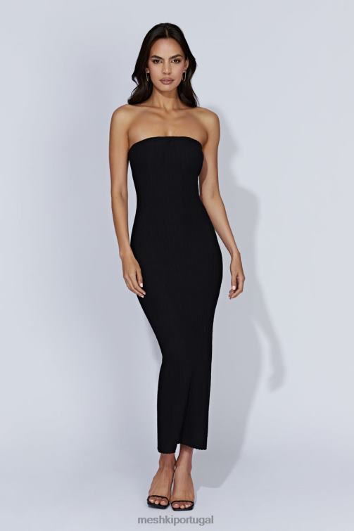 Meshki vestido maxi de malha sem alças imani BLLT645 roupas preto