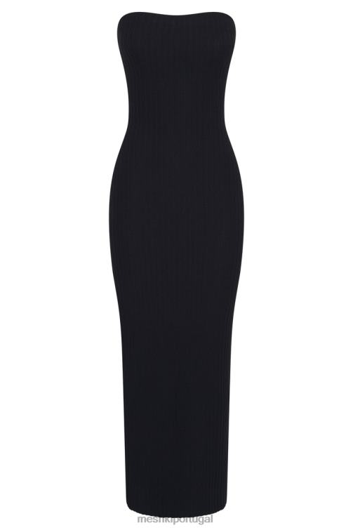 Meshki vestido maxi de malha sem alças imani BLLT645 roupas preto