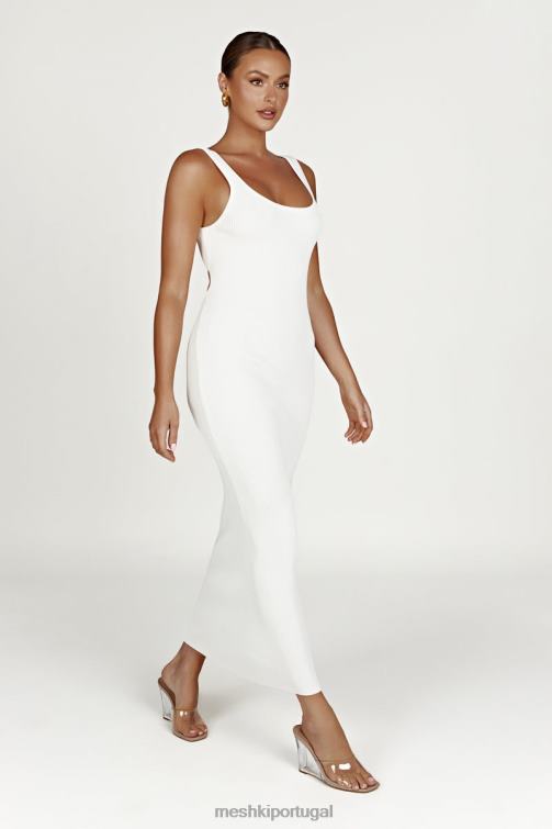 Meshki vestido maxi de malha sem costas hadley BLLT503 roupas branco