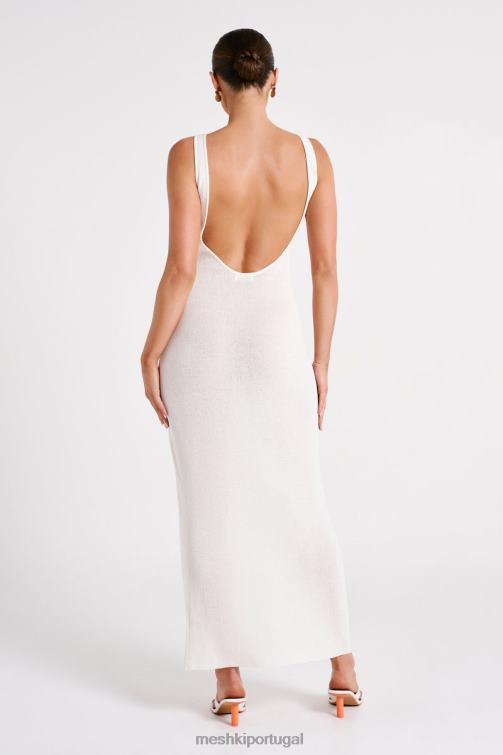 Meshki vestido maxi de malha translúcida maxine BLLT75 roupas branco