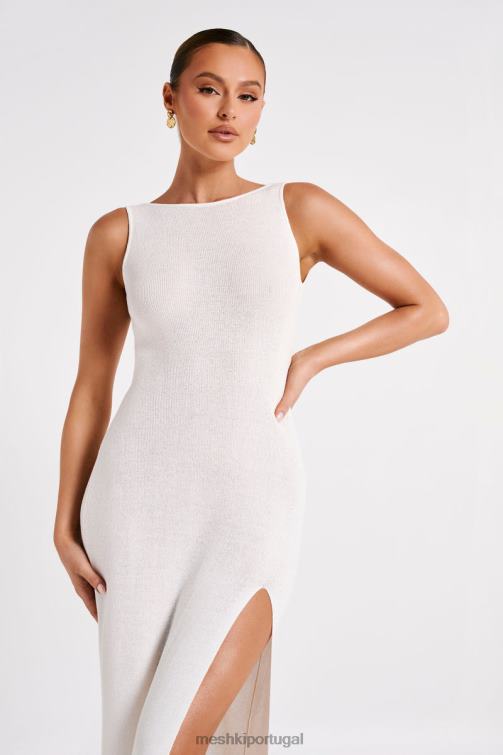 Meshki vestido maxi de malha translúcida maxine BLLT75 roupas branco