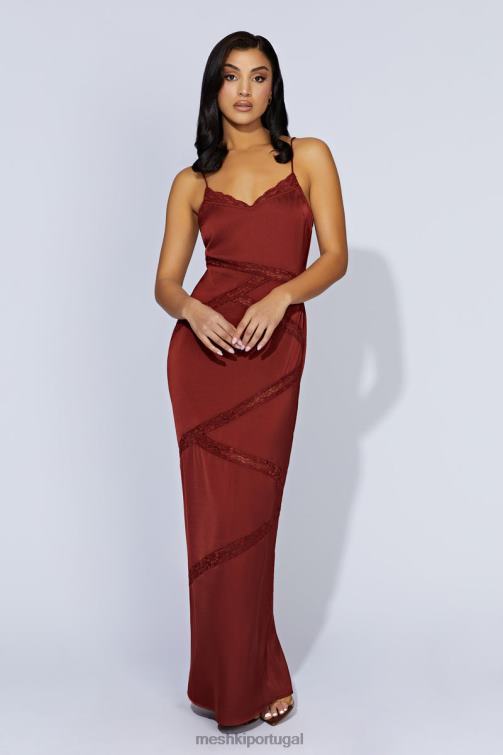 Meshki vestido maxi de renda emendada prue BLLT508 roupas chocolate cereja