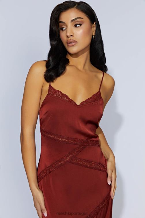 Meshki vestido maxi de renda emendada prue BLLT508 roupas chocolate cereja