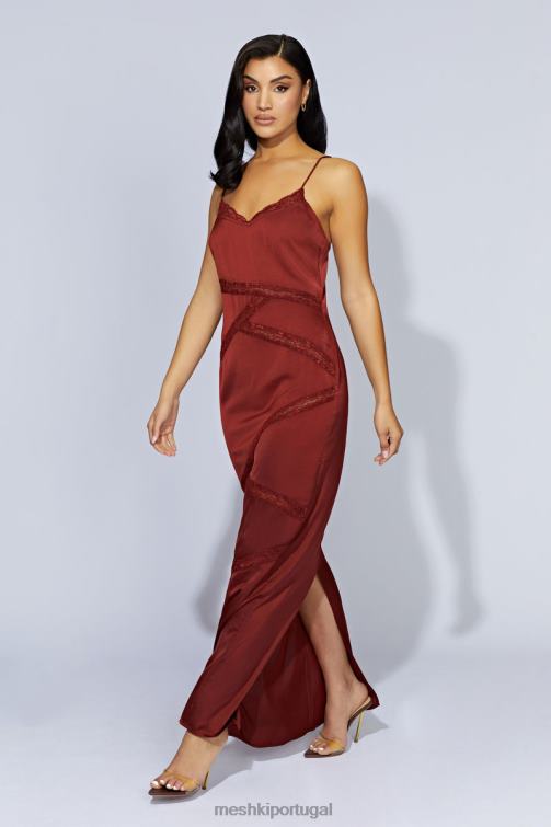 Meshki vestido maxi de renda emendada prue BLLT508 roupas chocolate cereja
