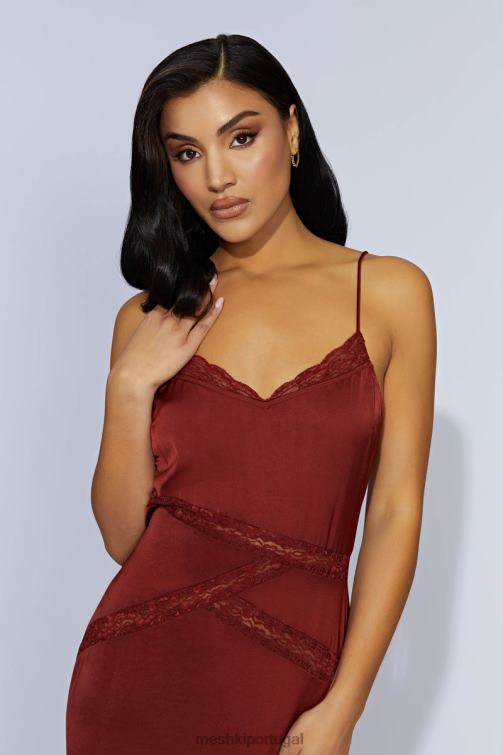 Meshki vestido maxi de renda emendada prue BLLT508 roupas chocolate cereja