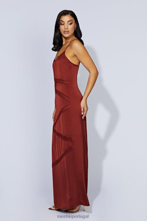Meshki vestido maxi de renda emendada prue BLLT508 roupas chocolate cereja