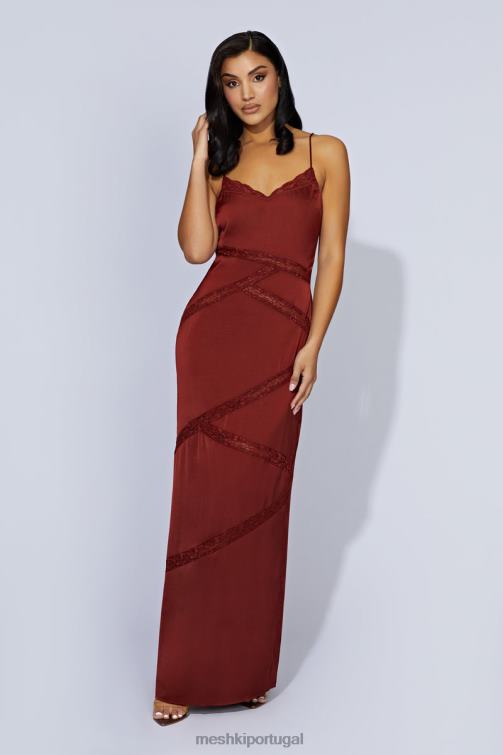 Meshki vestido maxi de renda emendada prue BLLT508 roupas chocolate cereja