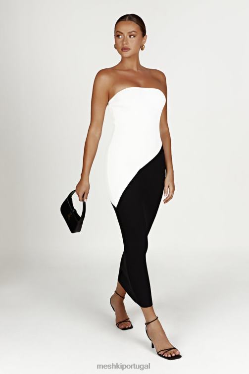 Meshki vestido maxi de tricô bristol em dois tons BLLT493 roupas preto