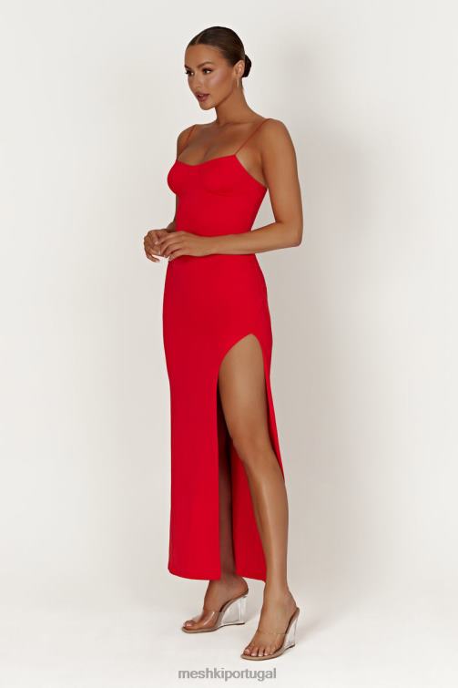 Meshki vestido maxi em concha de nylon reciclado addison BLLT410 roupas vermelho