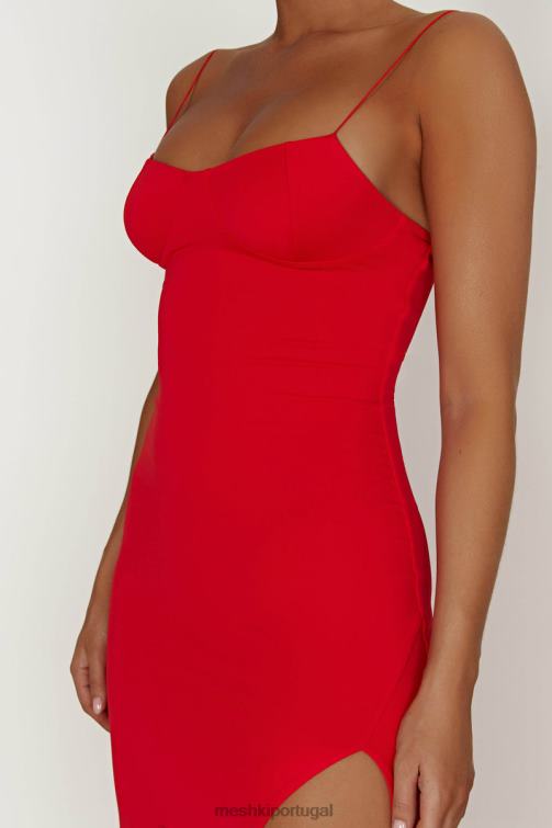 Meshki vestido maxi em concha de nylon reciclado addison BLLT410 roupas vermelho