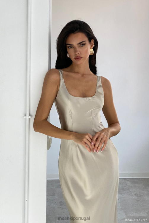 Meshki vestido maxi espartilho arora BLLT324 roupas champanhe