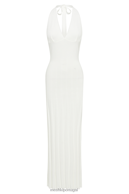 Meshki vestido maxi frente única com nervuras caity BLLT58 roupas branco