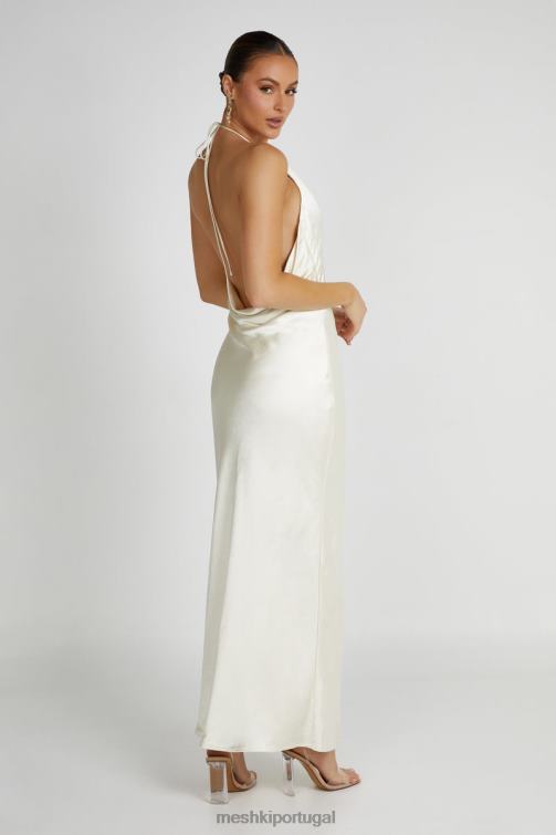 Meshki vestido maxi frente única em cetim sammy BLLT159 roupas marfim