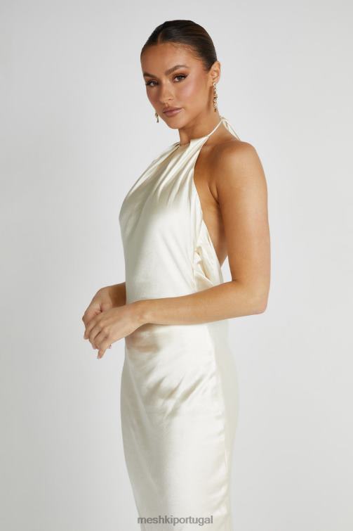 Meshki vestido maxi frente única em cetim sammy BLLT159 roupas marfim