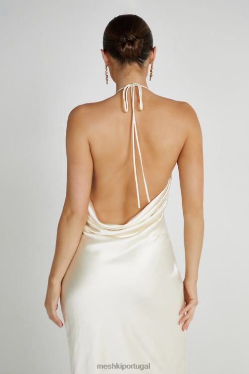 Meshki vestido maxi frente única em cetim sammy BLLT159 roupas marfim