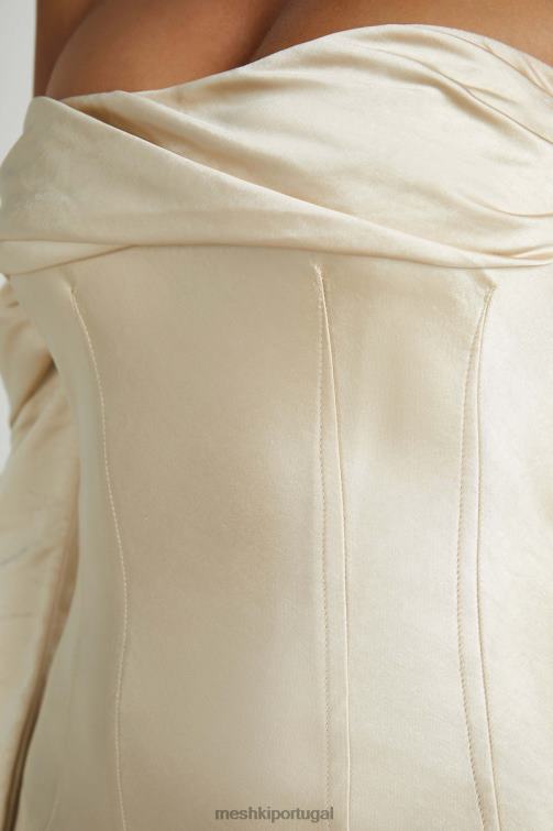 Meshki vestido maxi giselle com decote ombro a ombro BLLT120 roupas ouro