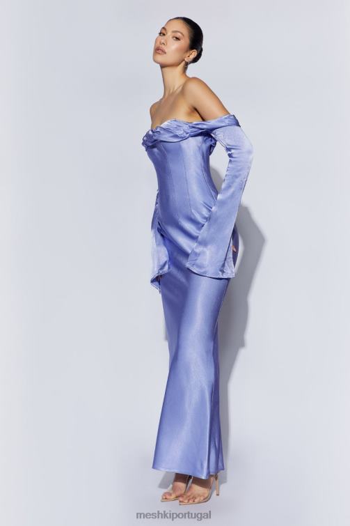 Meshki vestido maxi giselle com decote ombro a ombro BLLT357 roupas lavanda