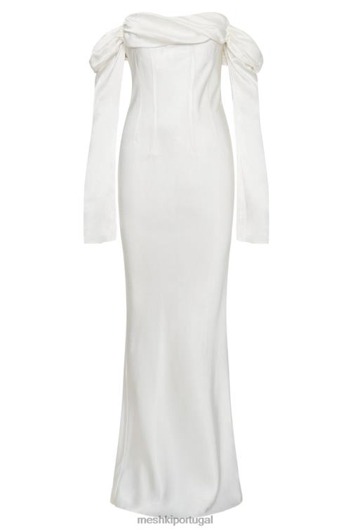 Meshki vestido maxi giselle com decote ombro a ombro BLLT40 roupas branco