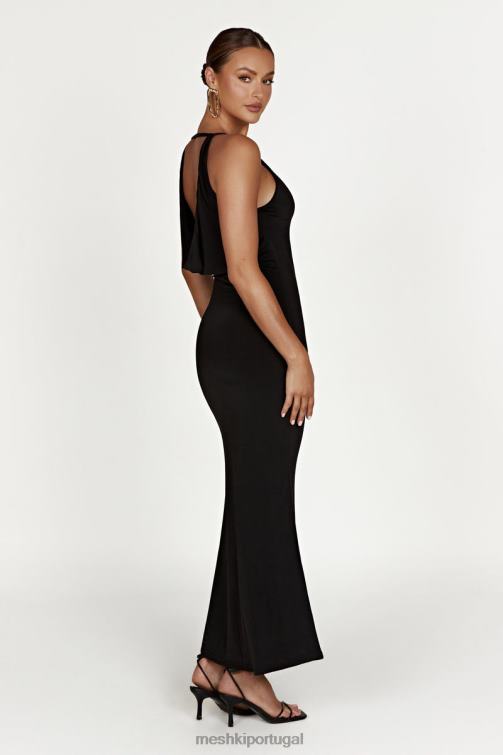 Meshki vestido maxi justo sem costas dorit BLLT743 roupas preto