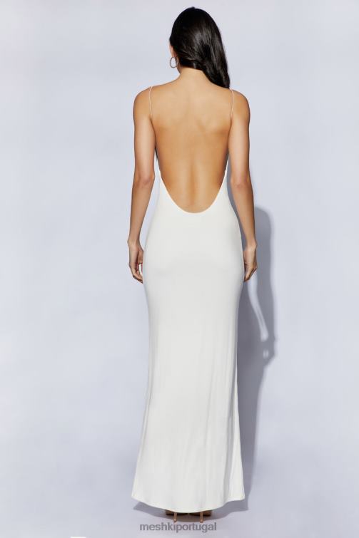 Meshki vestido maxi kirsty com recorte circular e tiras BLLT690 roupas branco