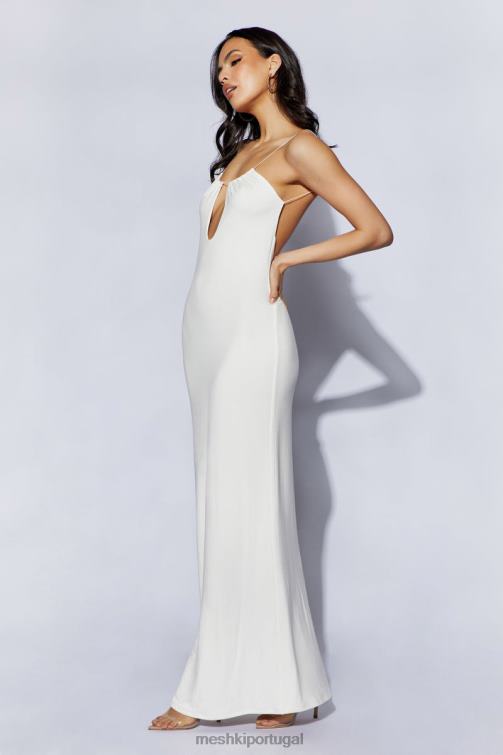 Meshki vestido maxi kirsty com recorte circular e tiras BLLT690 roupas branco