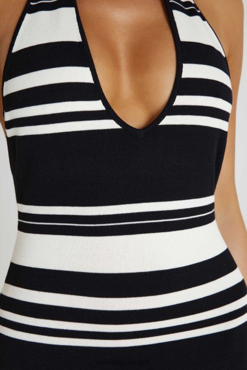 Meshki vestido maxi listrado brienne BLLT156 roupas Preto branco