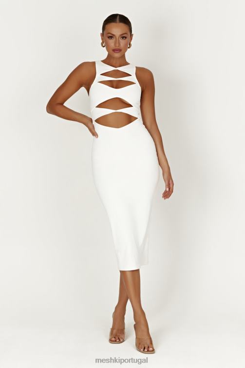 Meshki vestido maxi recortado chloe BLLT199 roupas branco