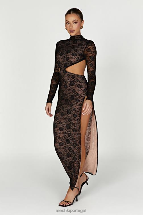 Meshki vestido maxi renda callista BLLT436 roupas preto