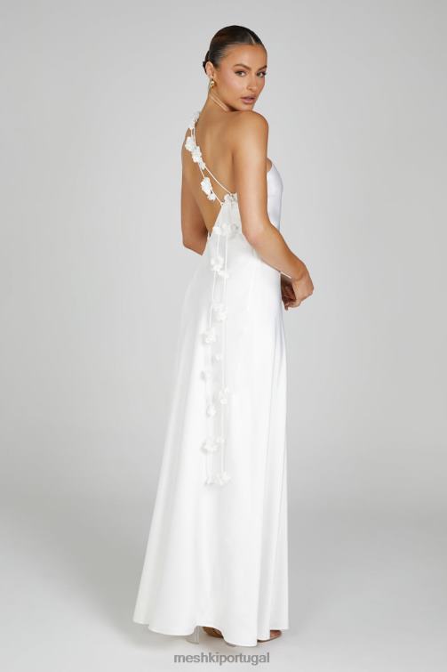 Meshki vestido maxi rosa rebecca ombro único BLLT103 roupas branco