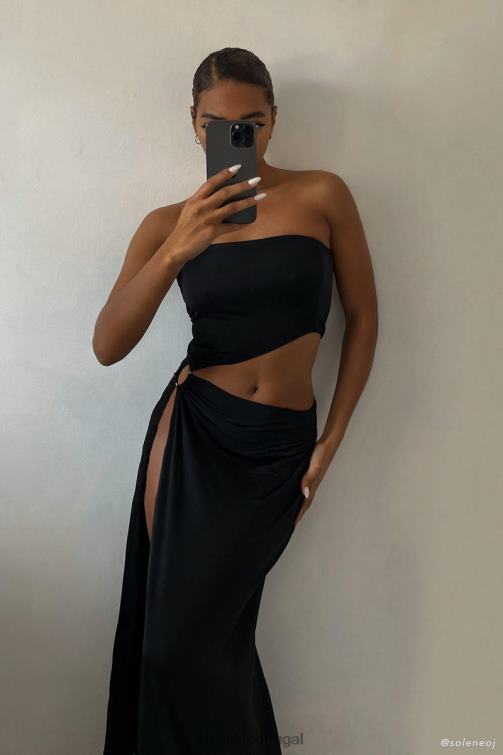 Meshki vestido maxi sem alças giada o-ring BLLT741 roupas preto