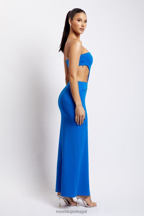 Meshki vestido maxi sem alças marissa com amarração na cintura BLLT667 roupas azul cobalto