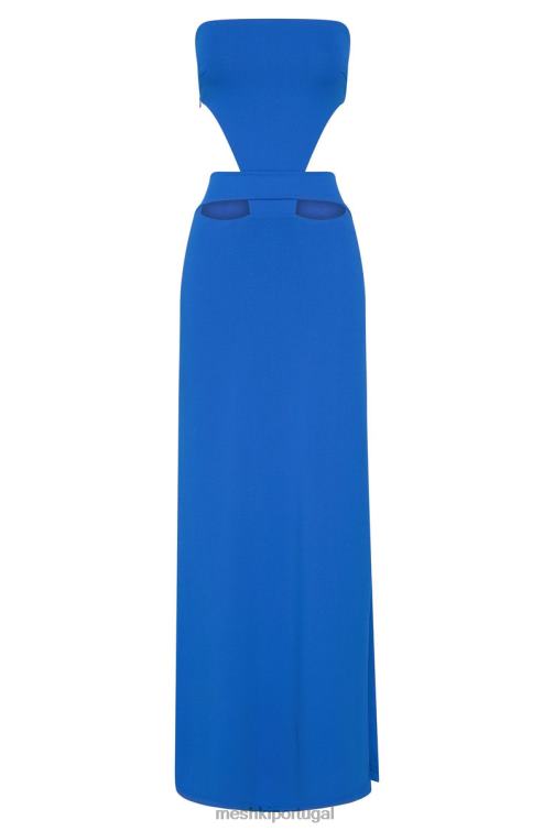 Meshki vestido maxi sem alças marissa com amarração na cintura BLLT667 roupas azul cobalto