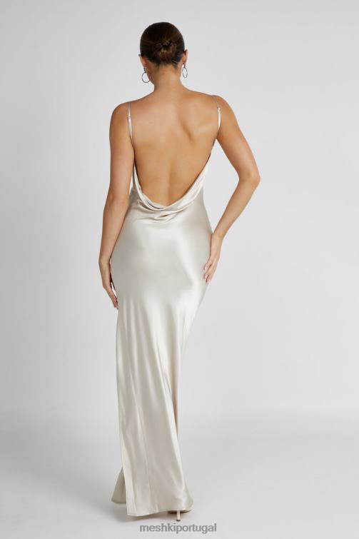 Meshki vestido maxi sem costas com decote em jade BLLT193 roupas areia