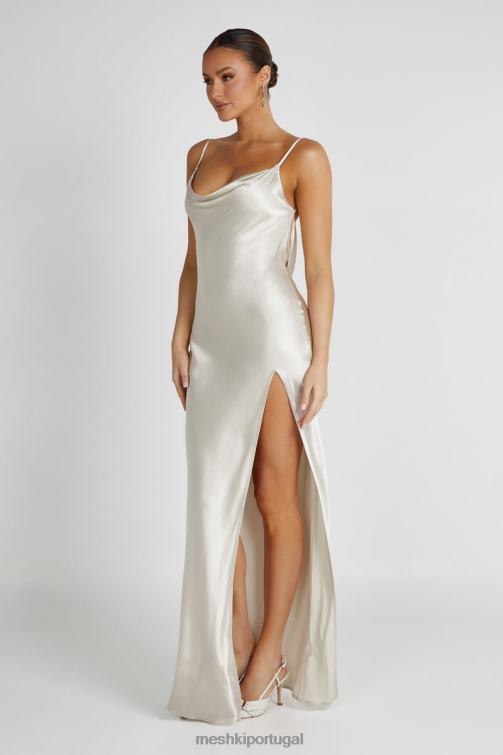 Meshki vestido maxi sem costas com decote em jade BLLT193 roupas areia