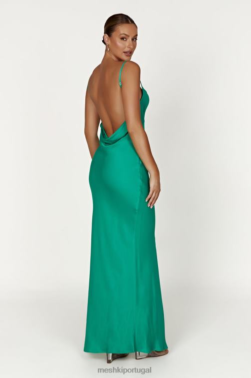 Meshki vestido maxi sem costas com decote em jade BLLT264 roupas verde