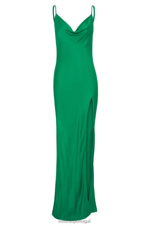 Meshki vestido maxi sem costas com decote em jade BLLT264 roupas verde