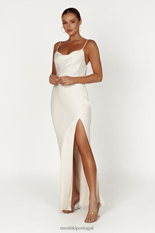 Meshki vestido maxi sem costas com decote em jade BLLT268 roupas osso