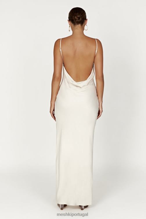 Meshki vestido maxi sem costas com decote em jade BLLT268 roupas osso