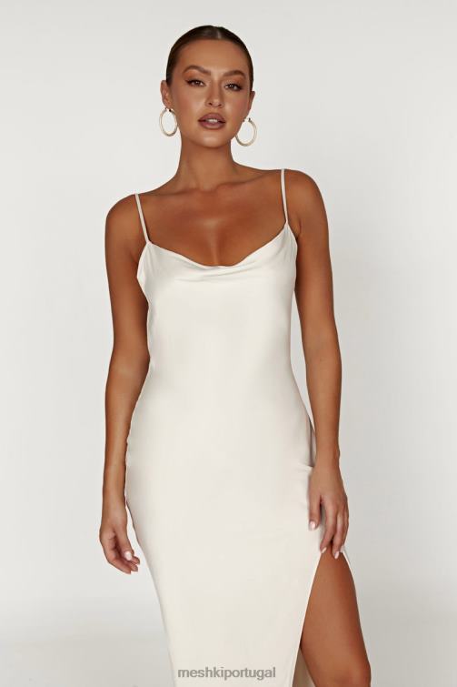 Meshki vestido maxi sem costas com decote em jade BLLT268 roupas osso