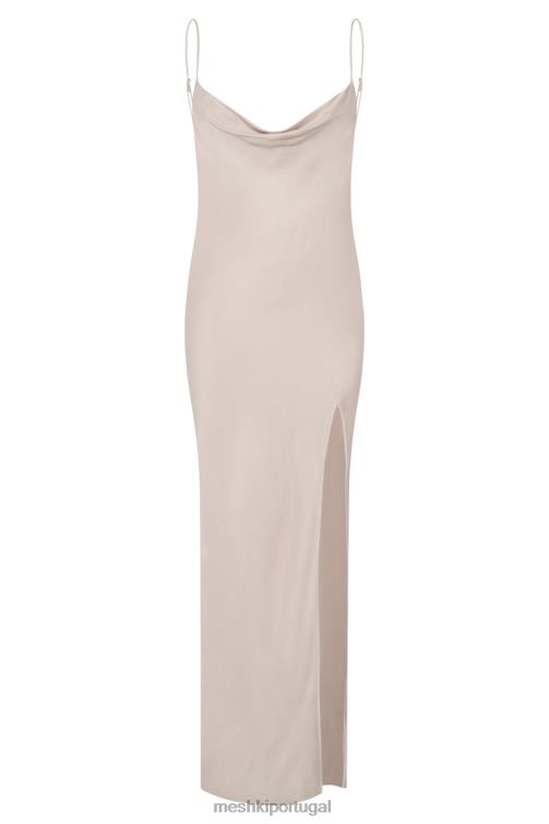 Meshki vestido maxi sem costas com decote em jade BLLT268 roupas osso